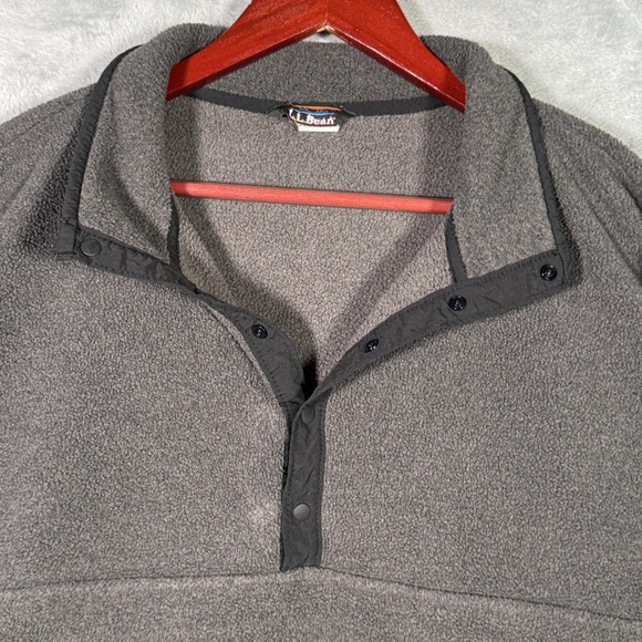 L.L. Bean Other - Vintage LL Bean Jacket Mens Large Gray Fleece T Snap Pullover Elastic Hem 90s